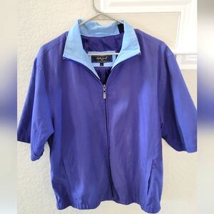 BOBBY JONES MEN's FULL Zip BLUE SILk LINED GOLF RAIN JACKET/ Short Sleeves/ Med.